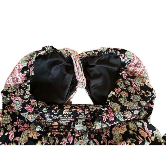 White Birch 2X Boho Floral Halter Wide-Leg Jumpsuit Smocked Bust, Built-In Bra - Picture 6 of 9